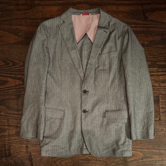 Brooks Brothers Red Fleece Gray Herringbone Blazer